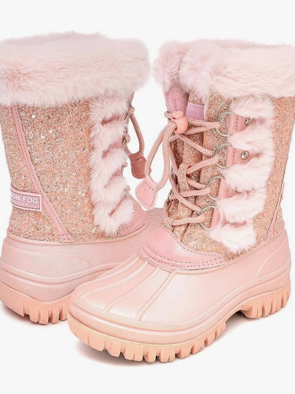 London Fog Kids Pink Glitter Faux Fur Winter Boots